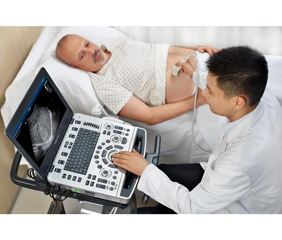 Clinician using portable ultrasound